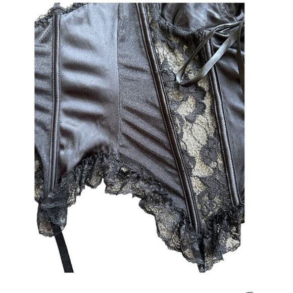 Vtg Corset Sz Large Whimsigoth Witchy Fairy Grunge Lace Satin Coquette Boning - Picture 7 of 7